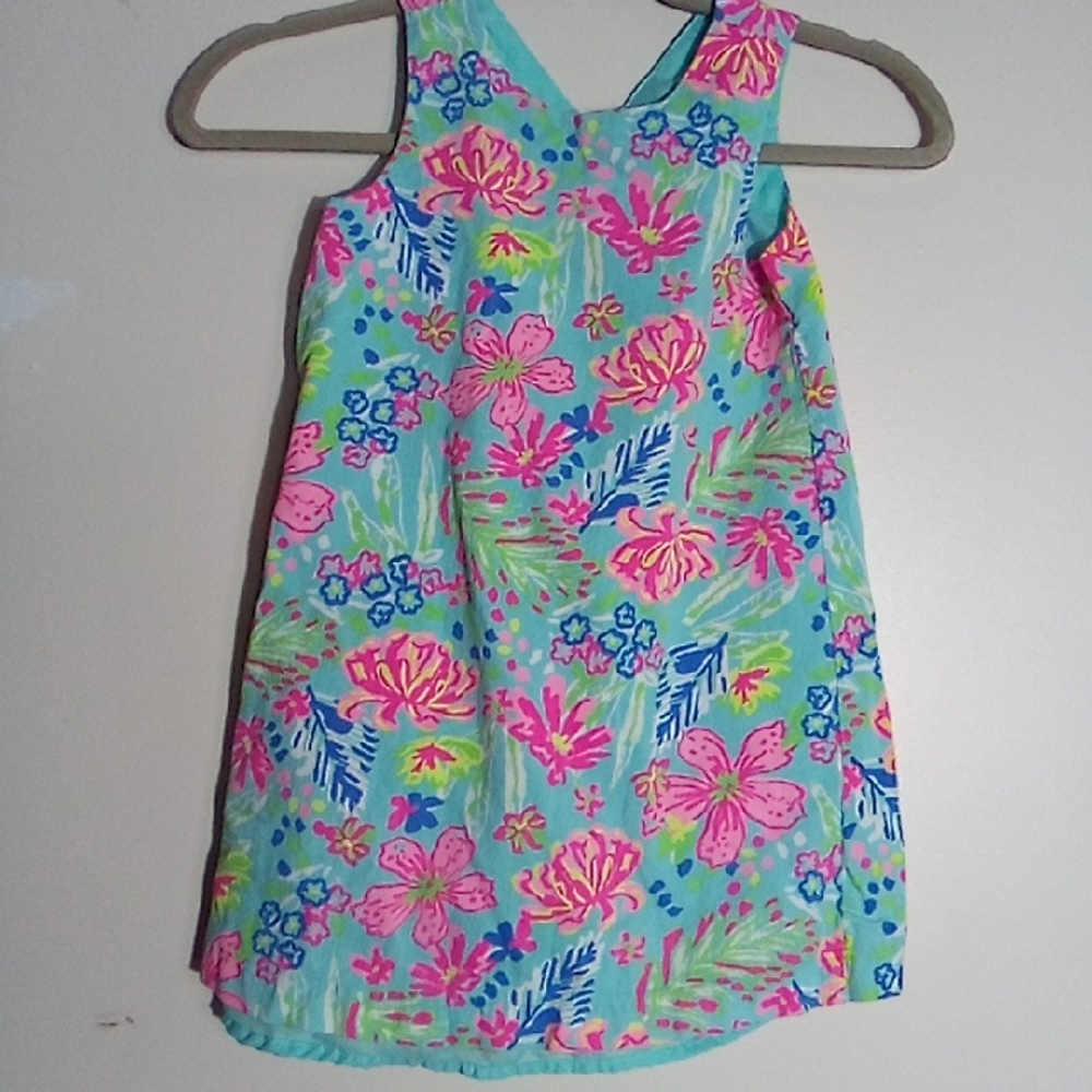 TOMMY BAHAMA Kids Floral Shift Dress in Aqua and Pink SIZE  SMALL (5-6) YEARS